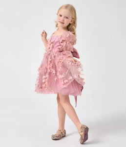 Flowergirl Sparkle Wonderland Long Sleeve Luxe Tulle Dress - Dusty Rose - Fox Baby & Co