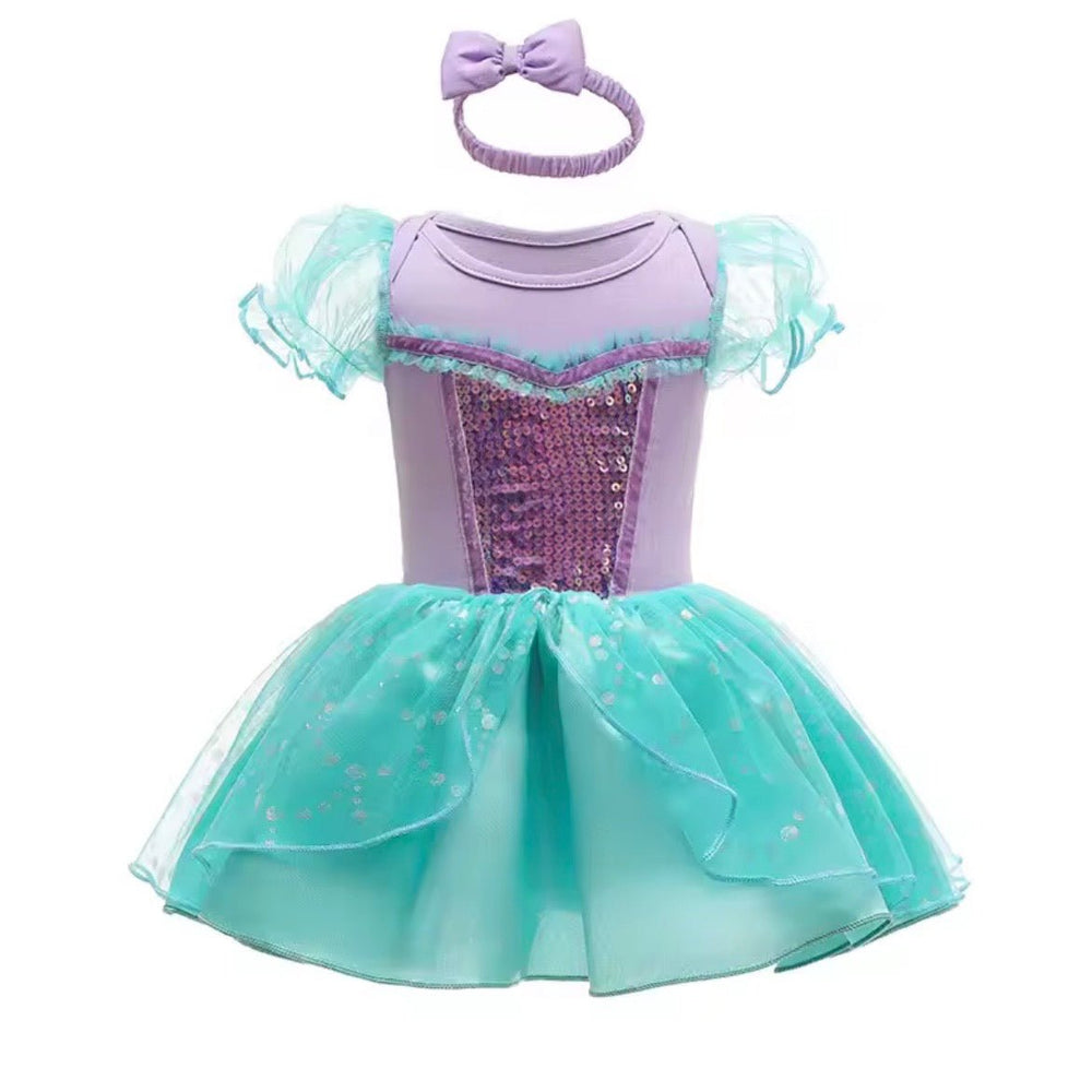 Baby Girls Mermaid Princess Tutu Tulle Romper with bow - Fox Baby & Co