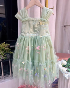 Kid little girl Flora Bloom Luxe Tulle Dress - Green - Fox Baby & Co
