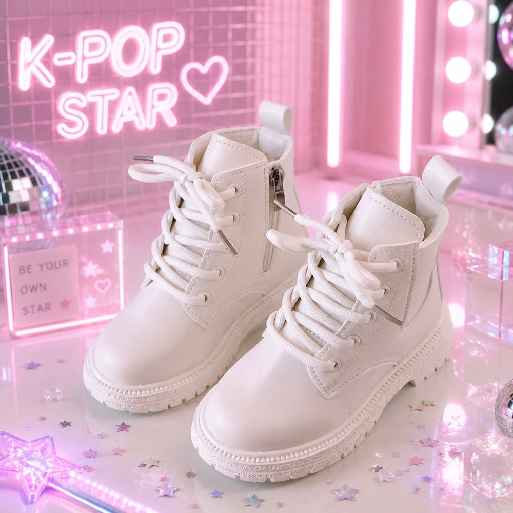 Kpop White Stage Boots for Girls - Fox Baby & Co