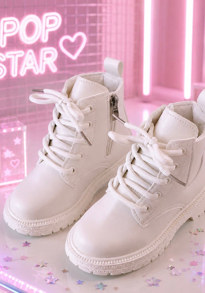 Kpop White Stage Boots for Girls - Fox Baby & Co