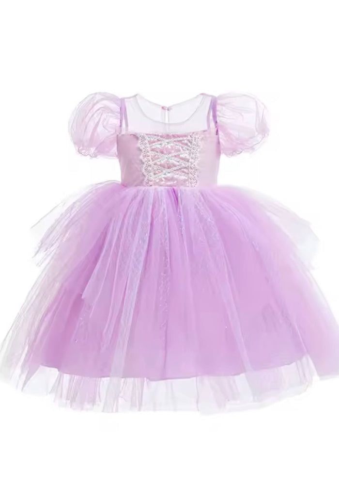 Whimsical Rapunzel Princess Puff Sleeve Party Dress Costume - Fox Baby & Co