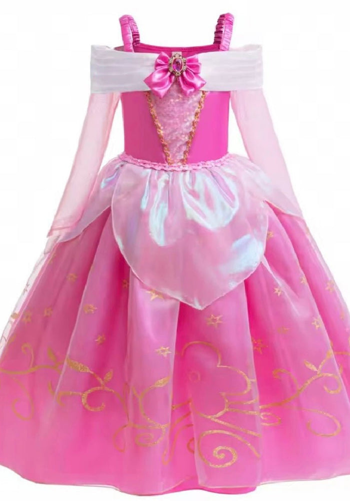 Magical Aurora Pink Princess Long Sleeve Party Dress Costume - Fox Baby & Co