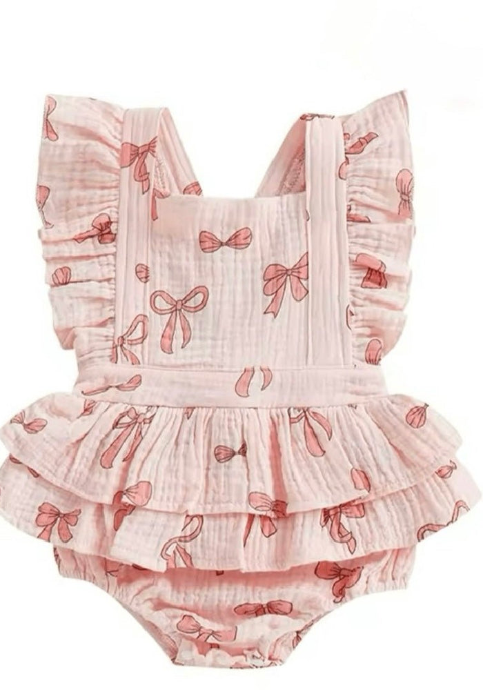 My Valentine Pink Bow Frill Romper - Fox Baby & Co