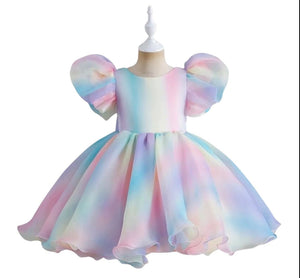 Kids little girls Rainbow Sherbet Luxe Party Dress (pre order) - Fox Baby & Co