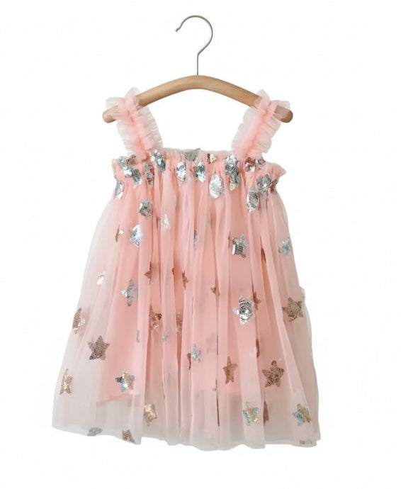 Birthday Tutu Stars & Moons Little Girls Tulle Dress - Pink - Fox Baby & Co