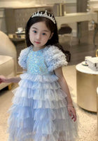 Load image into Gallery viewer, Snow Elsa Sparkle Blue Frill Princess Party Dress - Fox Baby &amp; Co
