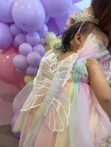 Kids little Girls Aurora Tutu Tulle Fairy Romper - Pink Rainbow