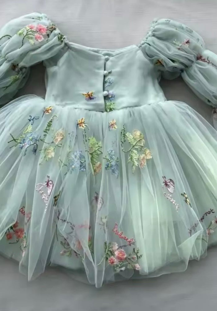 Flowergirl Fairy Wonderland Long Sleeve Luxe Tulle Dress - Green - Fox Baby & Co