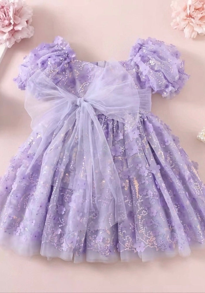 Kids girls Tea Party Sparkle Tulle Dress - Lilac - Fox Baby & Co