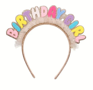Rainbow Birthday Girl Crown Headband