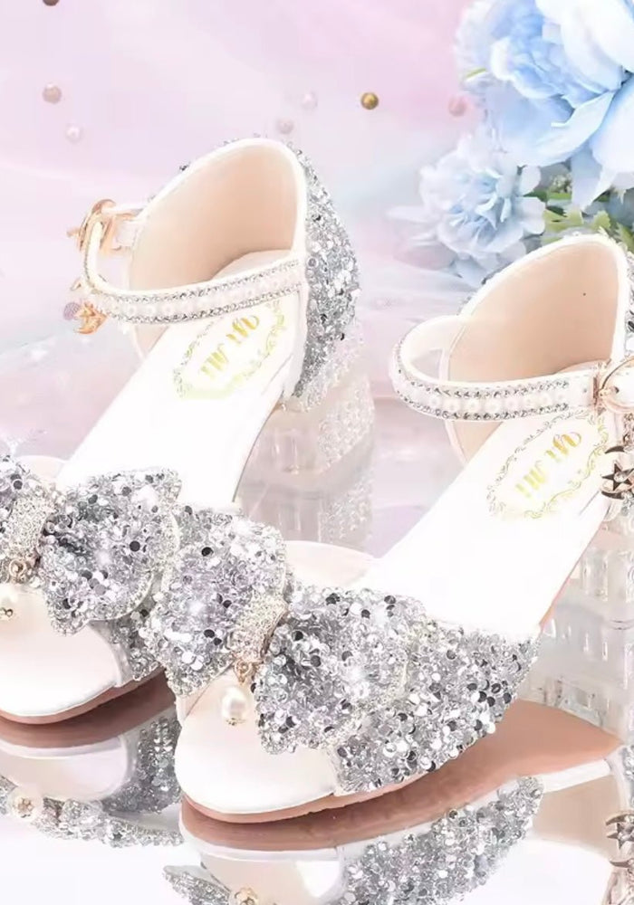 Silver Little Girls High Heel Princess Birthday Girl Shoes - Fox Baby & Co