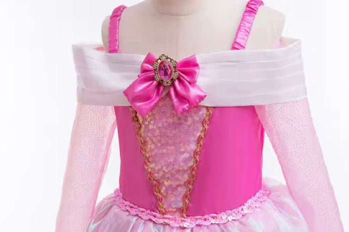 Magical Aurora Pink Princess Long Sleeve Party Dress Costume - Fox Baby & Co