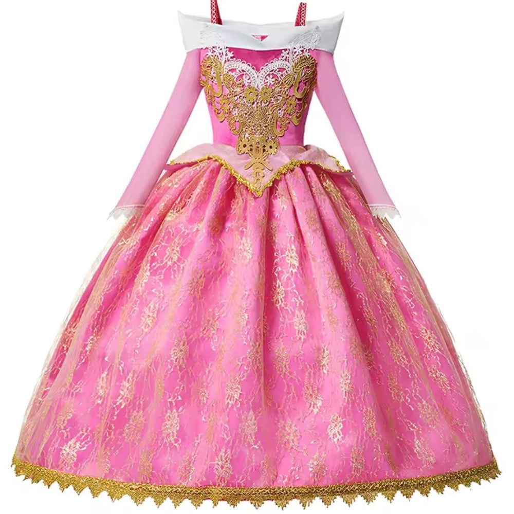 Charming Aurora Pink Princess Long Sleeve Party Dress Costume - Fox Baby & Co