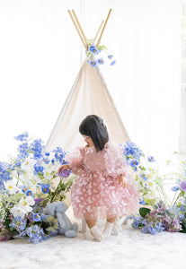 Madelyn Butterfly Luxe Little Girls Tulle Dress - Dusty Rose - Fox Baby & Co