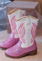 Load image into Gallery viewer, Sparkle Princess K-pop Cowgirl Boots – Pink/White
