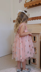 Christmas Tutu Stars & Moons Little Girls Tulle Dress - Pink - Fox Baby & Co