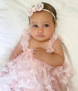 1st Birthday Whimsical Butterfly Tulle Romper - Baby Pink (pre order) - Fox Baby & Co