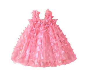 Whimsical Butterfly Tulle Dress - Rose Pink