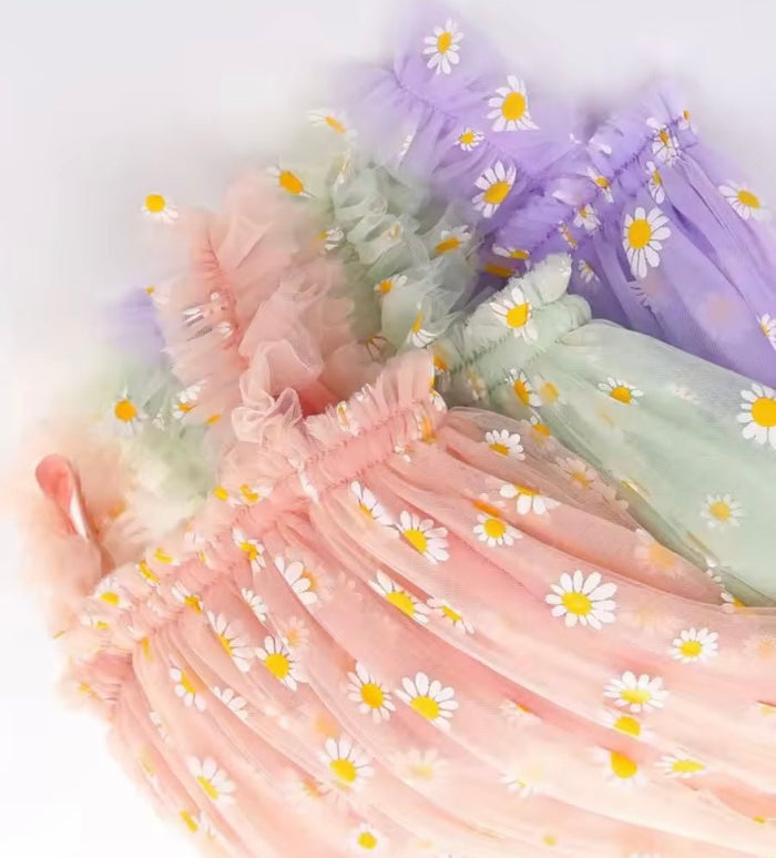 1st Birthday Kids little girl Arabella Daisy Tulle Dress - Blue - Fox Baby & Co