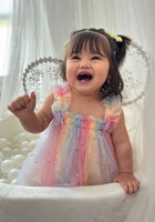 Load image into Gallery viewer, 1st Birthday Kids little girls Arabella Tulle Fairy Birthday Dress - Bright Rainbow - Fox Baby &amp; Co
