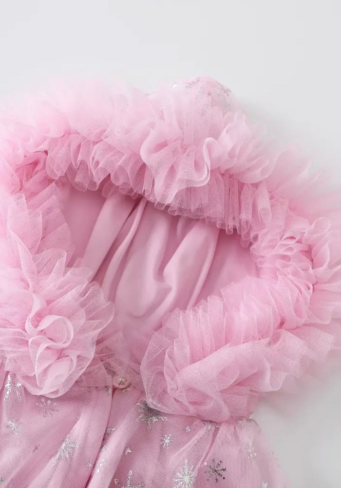 Kids little girls Snow Elsa Cosplay Cloak Cape - Pink
