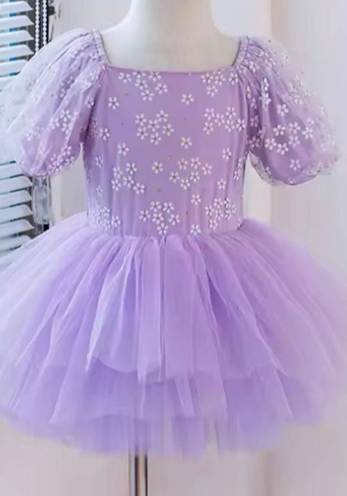 Kids little girls Ballerina Princess Tutu - Purple Daisy - Fox Baby & Co