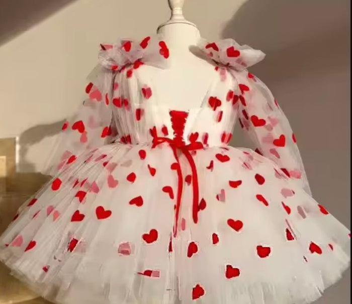 Valentine Heart Luxe Little Girls Tulle Dress - Fox Baby & Co