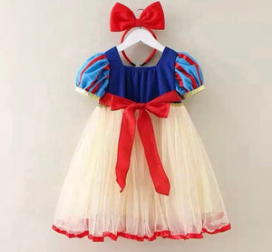 Classic Snow White Princess Birthday Party Dress Costume & Headband - Fox Baby & Co