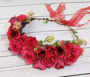 Red Christmas Flower Crown - Fox Baby & Co