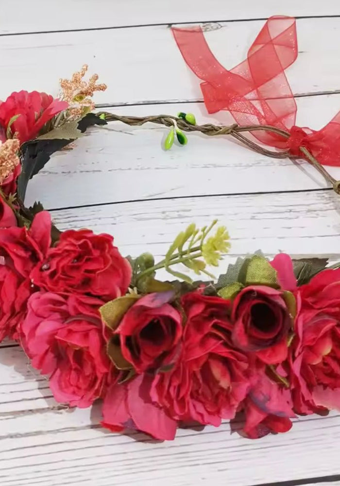 Red Christmas Flower Crown - Fox Baby & Co