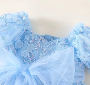 Kids girls Tea Party Sparkle Tulle Dress - Blue - Fox Baby & Co