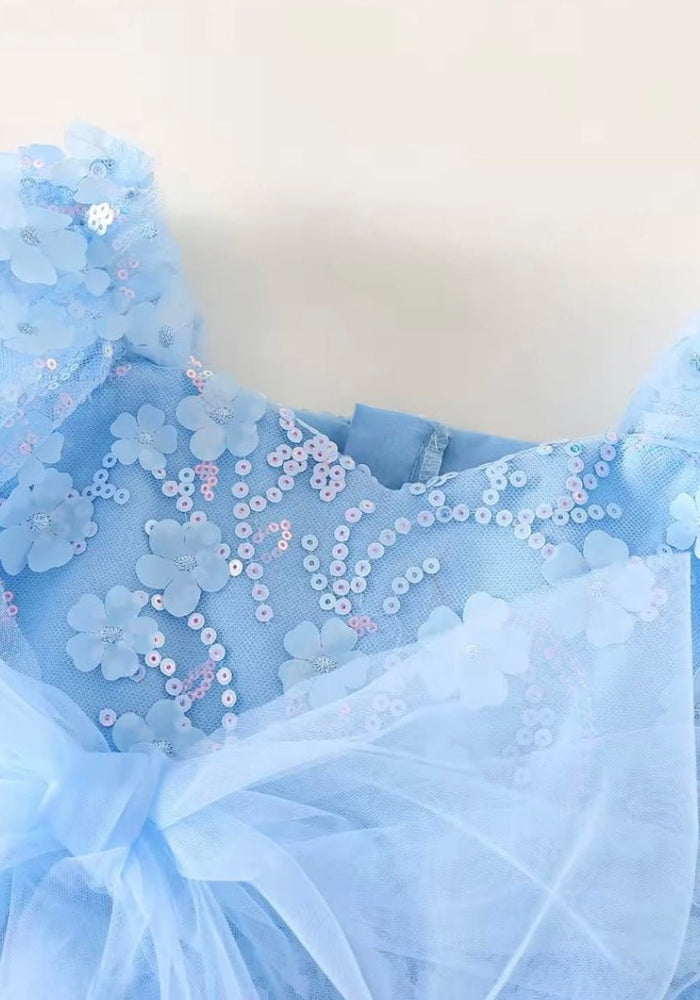 Kids girls Tea Party Sparkle Tulle Dress - Blue - Fox Baby & Co