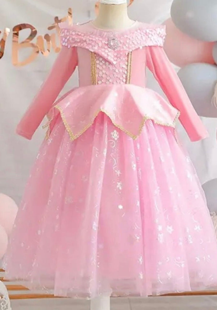 Enchanted Pink Princess Birthday Long Sleeve Party Dress Costume - Fox Baby & Co
