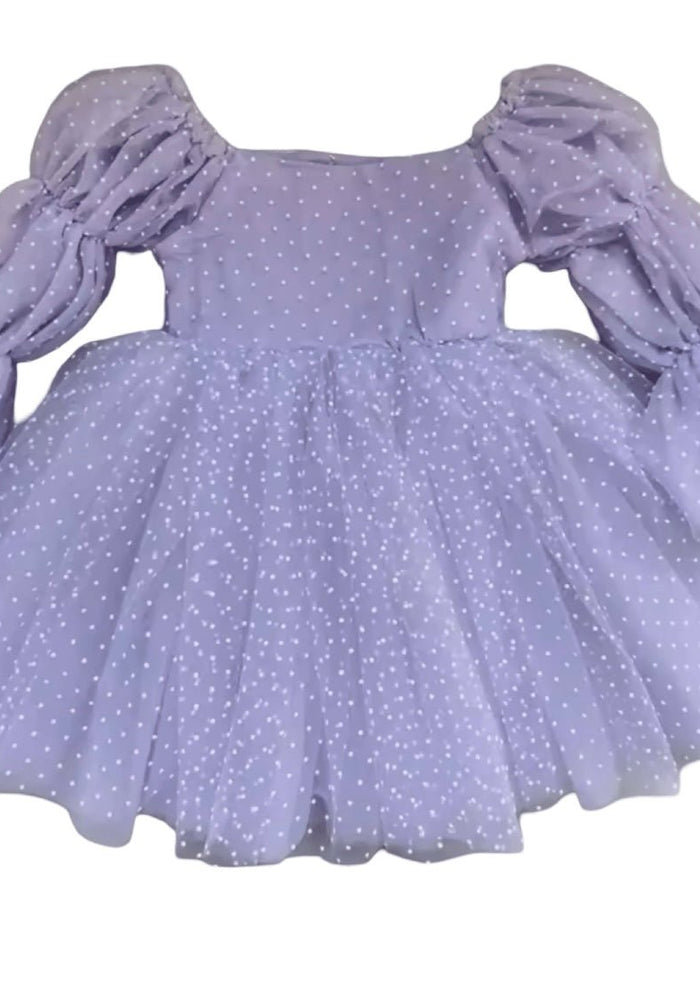 Flowergirl Fairy Wonderland Long Sleeve Luxe Tulle Dress - Pink Dots - Lilac - Fox Baby & Co