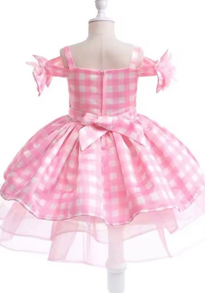 Kid little Girls Pink Gingham Barbie Party Dress - Fox Baby & Co