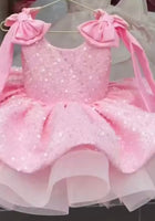 Load image into Gallery viewer, Little Girls Pink Sparkle Bow Luxe Princess Tulle Dress

