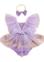 Load image into Gallery viewer, Vintage Floral Tutu Birthday Romper - Lilac
