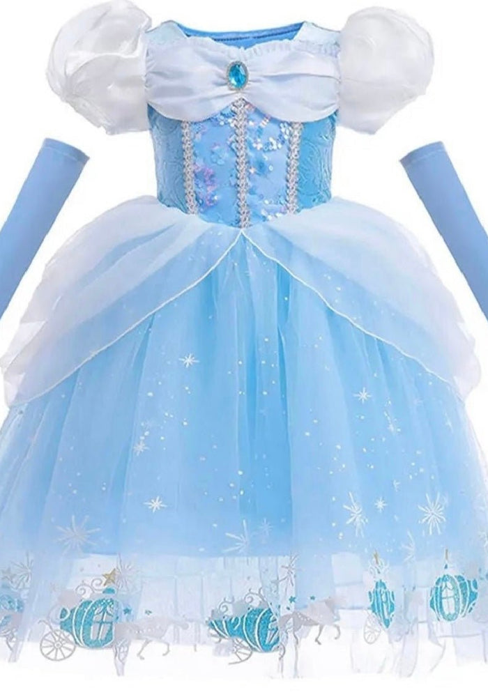 Enchanted Snow Princess Birthday Party Dress Costume with gloves - Fox Baby & Co