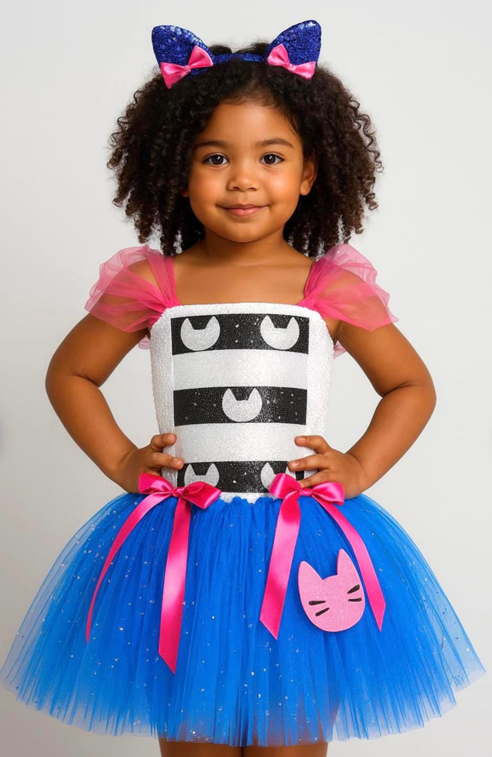 Gabby’s Dollhouse Inspired Tutu Dress with Sequins Cat Ears - Halloween Costume