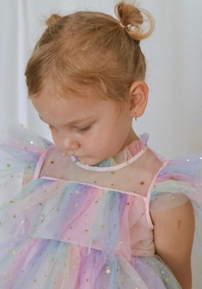 Enchanted Tulle Princess Tulle Birthday Dress Pink Rainbow - Fox Baby & Co