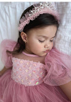 Load image into Gallery viewer, Kid little girl Dusty Rose Pink Fairytale Birthday Tulle Dress - Fox Baby &amp; Co
