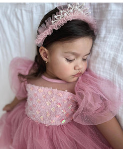 Kid little girl Dusty Rose Pink Fairytale Birthday Tulle Dress