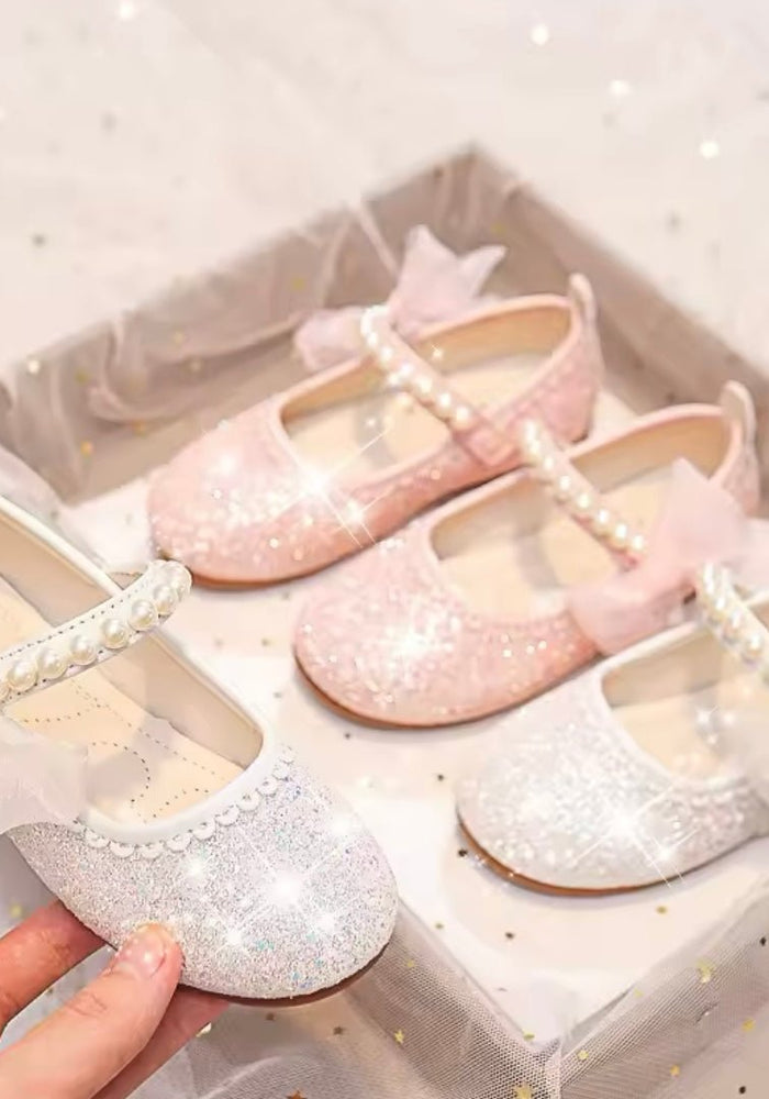 Little Bow Pink Pearl Princess Birthday Girl Mary Jane Shoe (pre order) - Fox Baby & Co