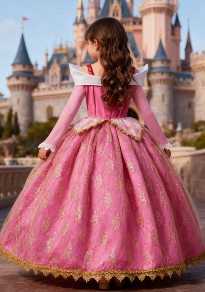 Charming Aurora Pink Princess Long Sleeve Party Dress Costume - Fox Baby & Co