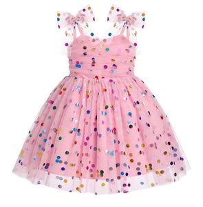 Birthday Tulle Frill Dress - Rainbow Polka Dot (pre order)
