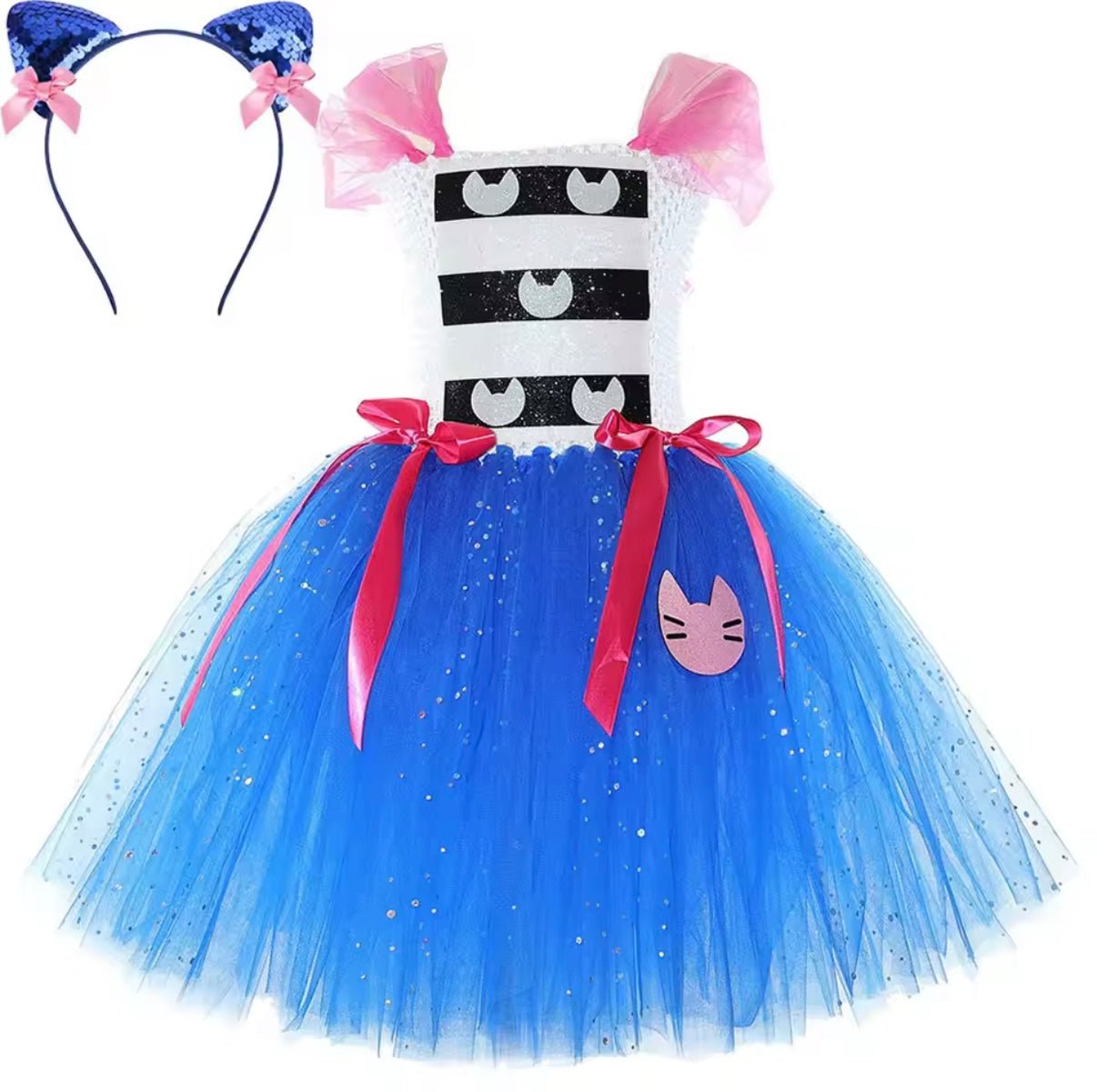 Gabby’s Dollhouse Inspired Tutu Dress with Sequins Cat Ears - Halloween Costume - Fox Baby & Co