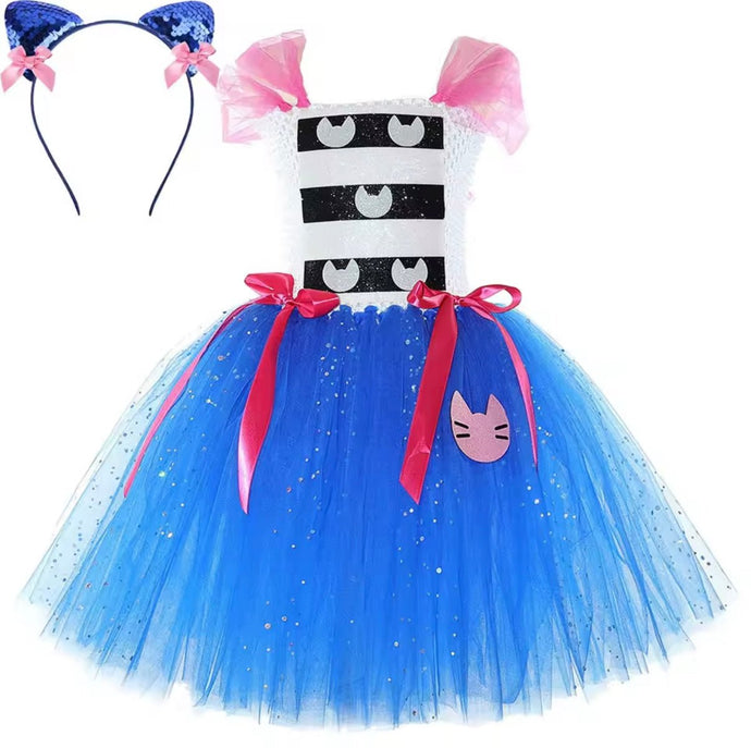 Gabby’s Dollhouse Inspired Tutu Dress with Sequins Cat Ears - Halloween Costume - Fox Baby & Co