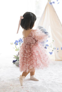 Madelyn Butterfly Luxe Little Girls Tulle Dress - Dusty Rose - Fox Baby & Co
