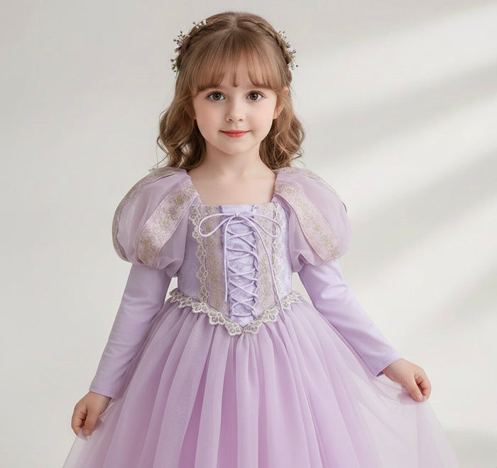 New Rapunzel Princess Long Sleeve Birthday Party Dress Costume - Fox Baby & Co